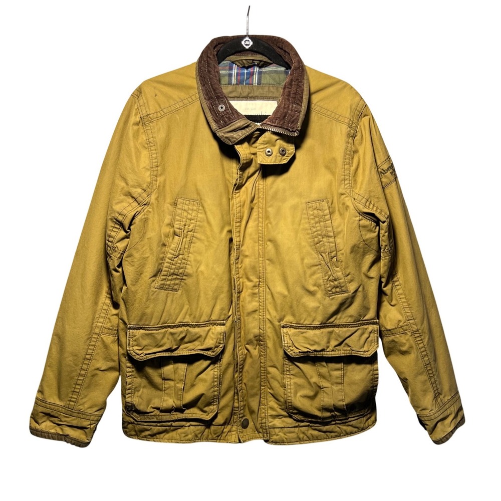 Abercrombie & Fitch Field Jacket Khaki Green Flannel Lined L Heavyweight Quilted